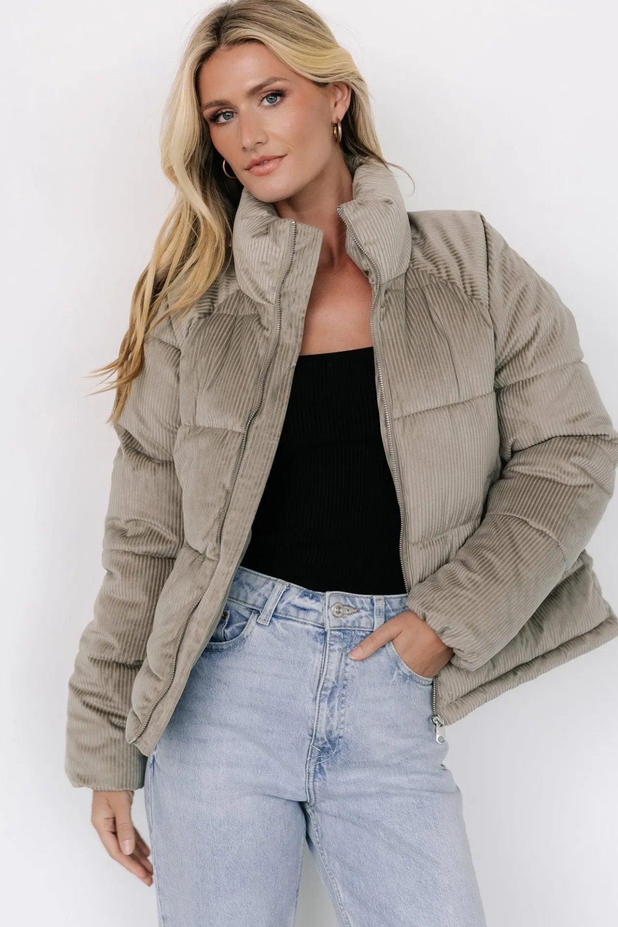 Fashion Baltic Born Holden Corduroy Puffer Jacket | Dusty Sage DustySage