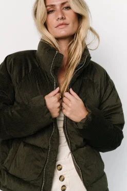 Clearance Baltic Born Holden Corduroy Puffer Jacket | Olive Charcoal OliveCharcoal