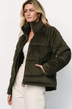 Clearance Baltic Born Holden Corduroy Puffer Jacket | Olive Charcoal OliveCharcoal