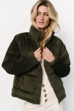 Clearance Baltic Born Holden Corduroy Puffer Jacket | Olive Charcoal OliveCharcoal