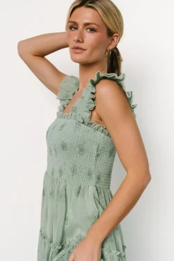 Sale Baltic Born Holland Embroidered Dress | Light Sage LightSage