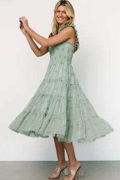 Sale Baltic Born Holland Embroidered Dress | Light Sage LightSage