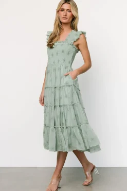 Sale Baltic Born Holland Embroidered Dress | Light Sage LightSage