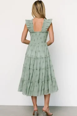 Sale Baltic Born Holland Embroidered Dress | Light Sage LightSage