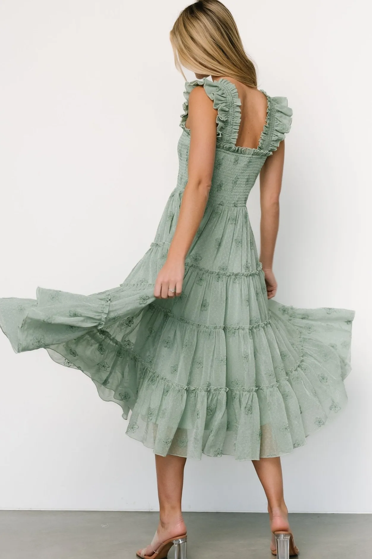 Sale Baltic Born Holland Embroidered Dress | Light Sage LightSage