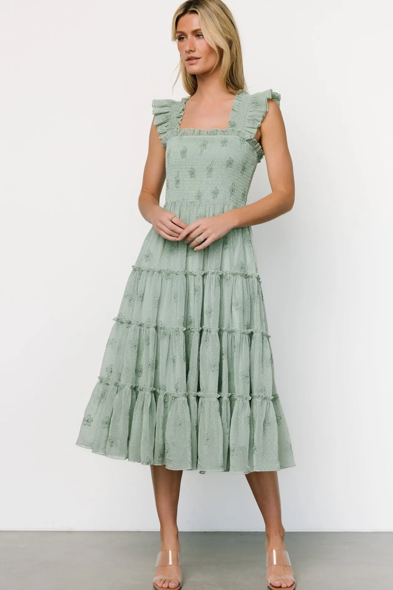 Sale Baltic Born Holland Embroidered Dress | Light Sage LightSage