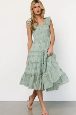 Sale Baltic Born Holland Embroidered Dress | Light Sage LightSage