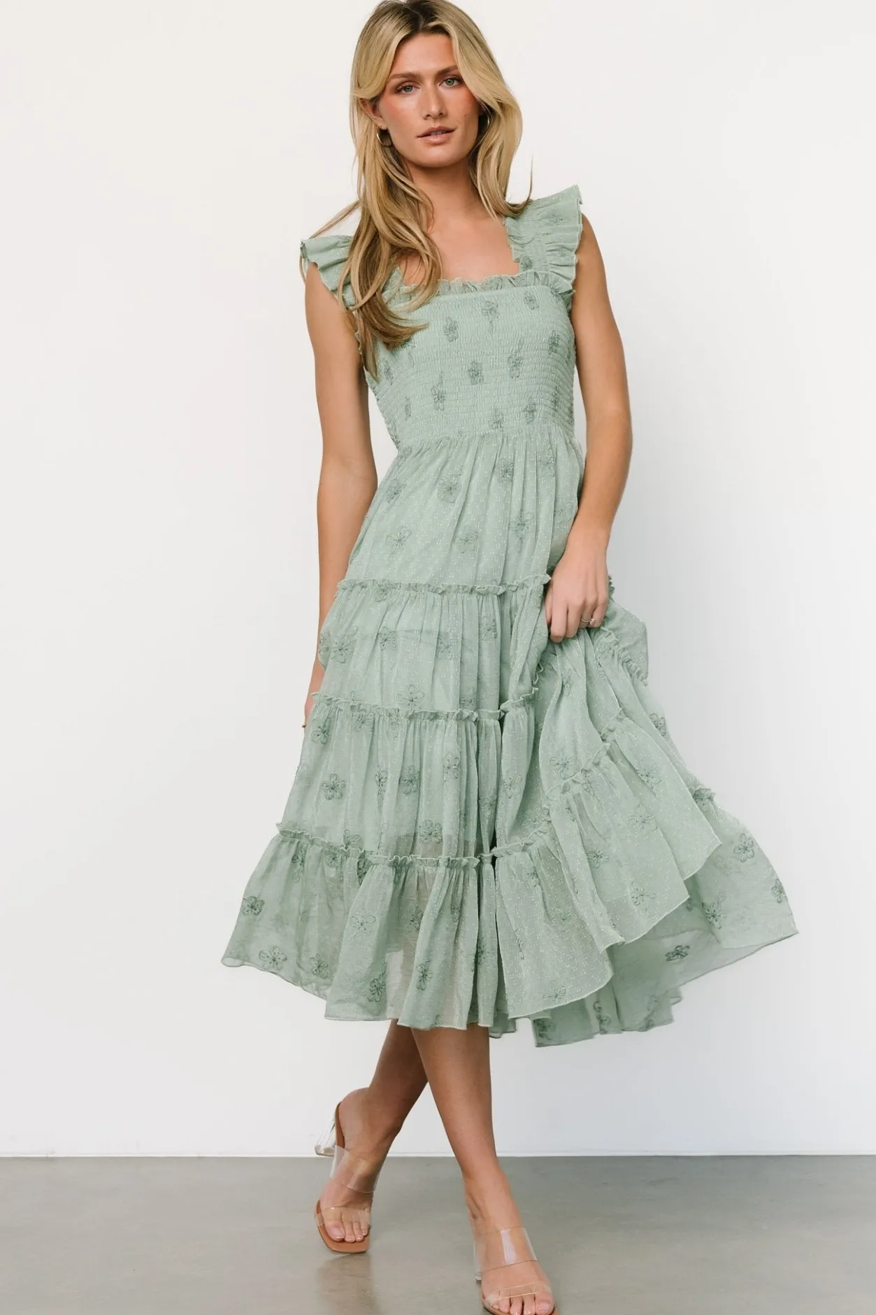 Sale Baltic Born Holland Embroidered Dress | Light Sage LightSage