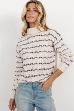 Hot Baltic Born Hollis Knit Sweater | Ivory + Blue Ivory+Blue