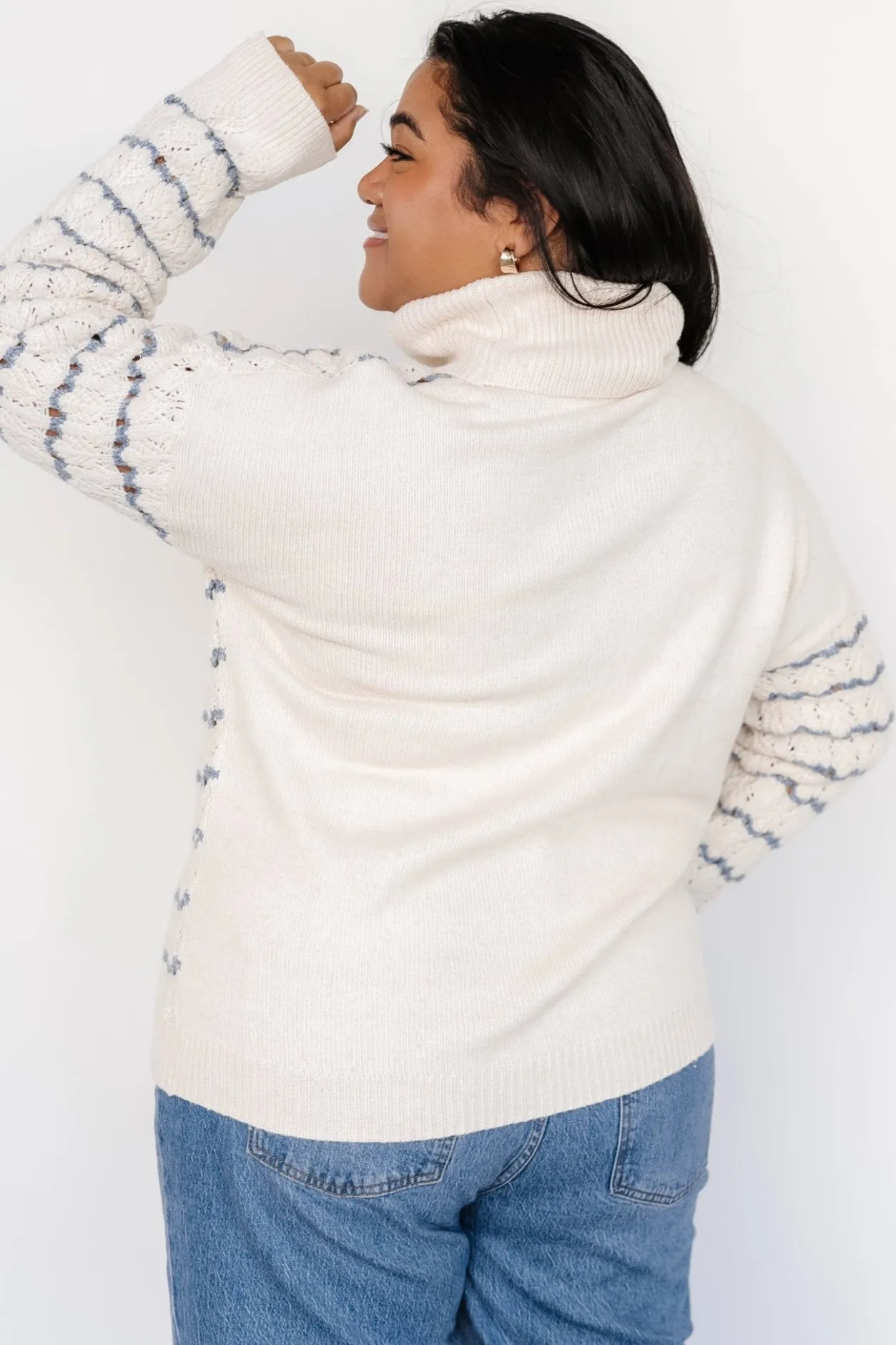 Hot Baltic Born Hollis Knit Sweater | Ivory + Blue Ivory+Blue