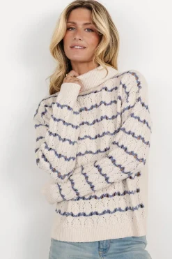 Hot Baltic Born Hollis Knit Sweater | Ivory + Blue Ivory+Blue