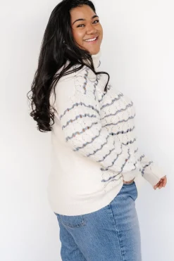 Hot Baltic Born Hollis Knit Sweater | Ivory + Blue Ivory+Blue