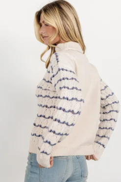 Hot Baltic Born Hollis Knit Sweater | Ivory + Blue Ivory+Blue