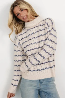 Hot Baltic Born Hollis Knit Sweater | Ivory + Blue Ivory+Blue