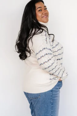 Hot Baltic Born Hollis Knit Sweater | Ivory + Blue Ivory+Blue
