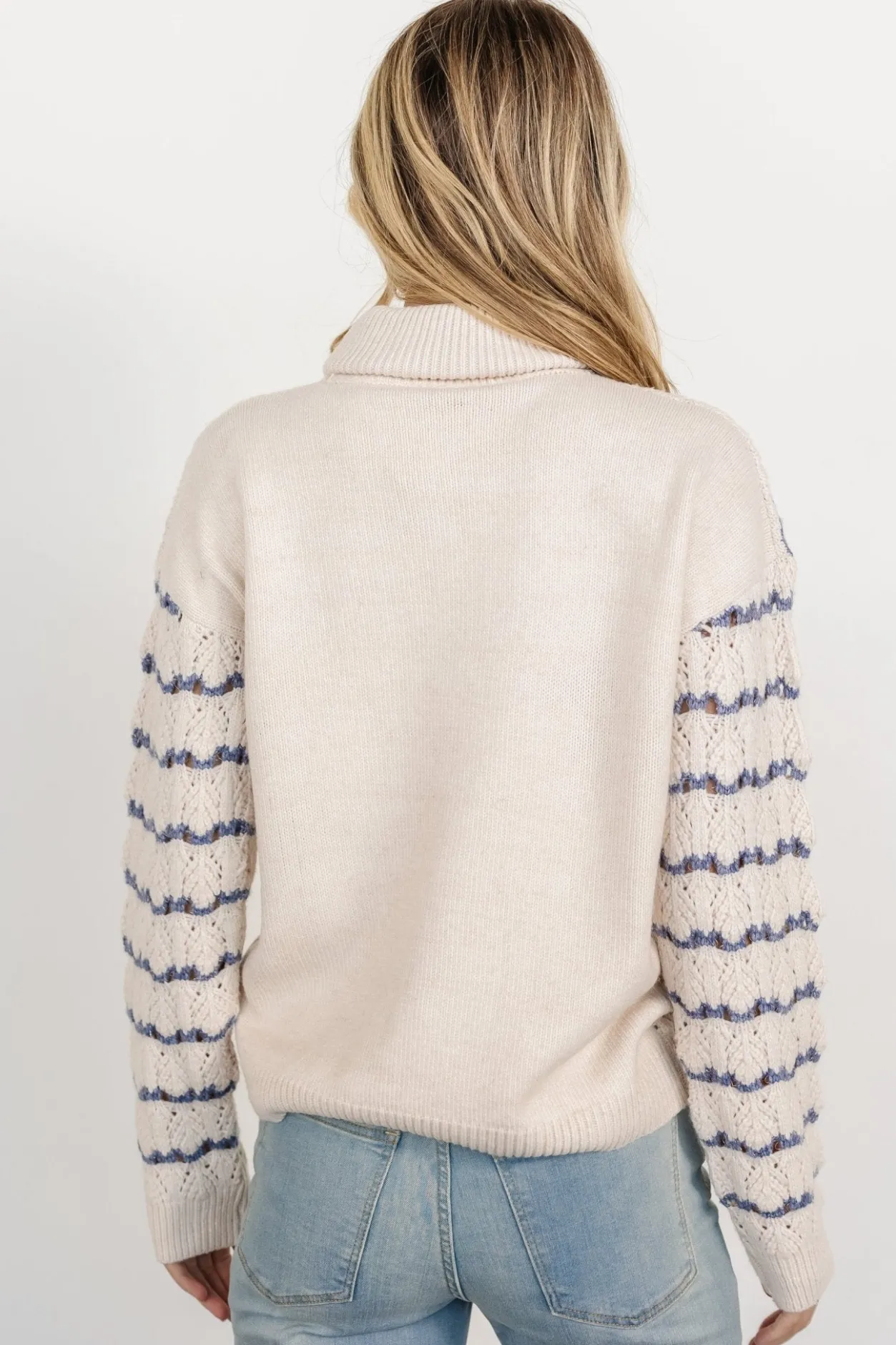 Hot Baltic Born Hollis Knit Sweater | Ivory + Blue Ivory+Blue
