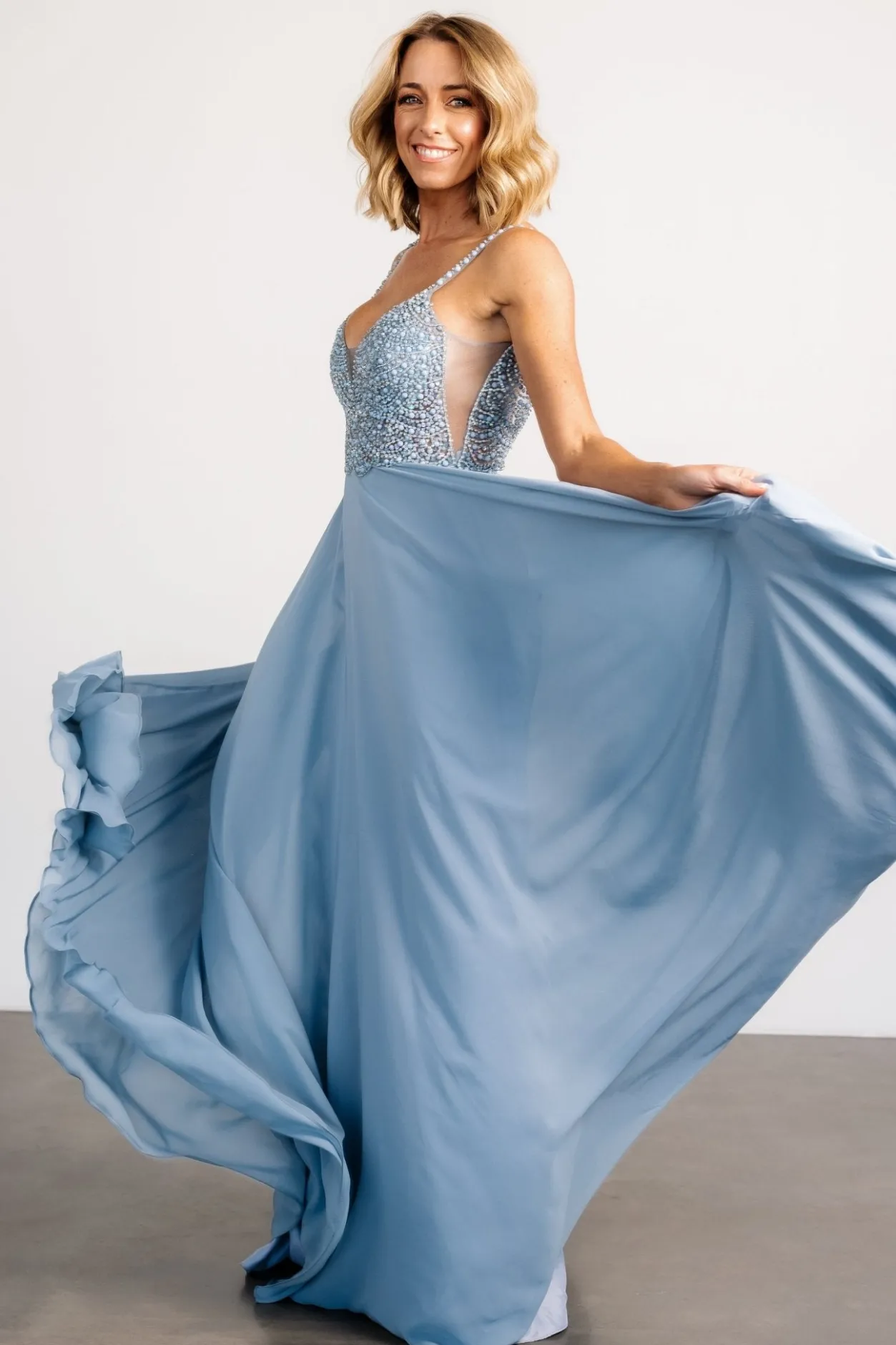 Sale Baltic Born Honor Beaded Bridal Gown | Dusty Blue DustyBlue
