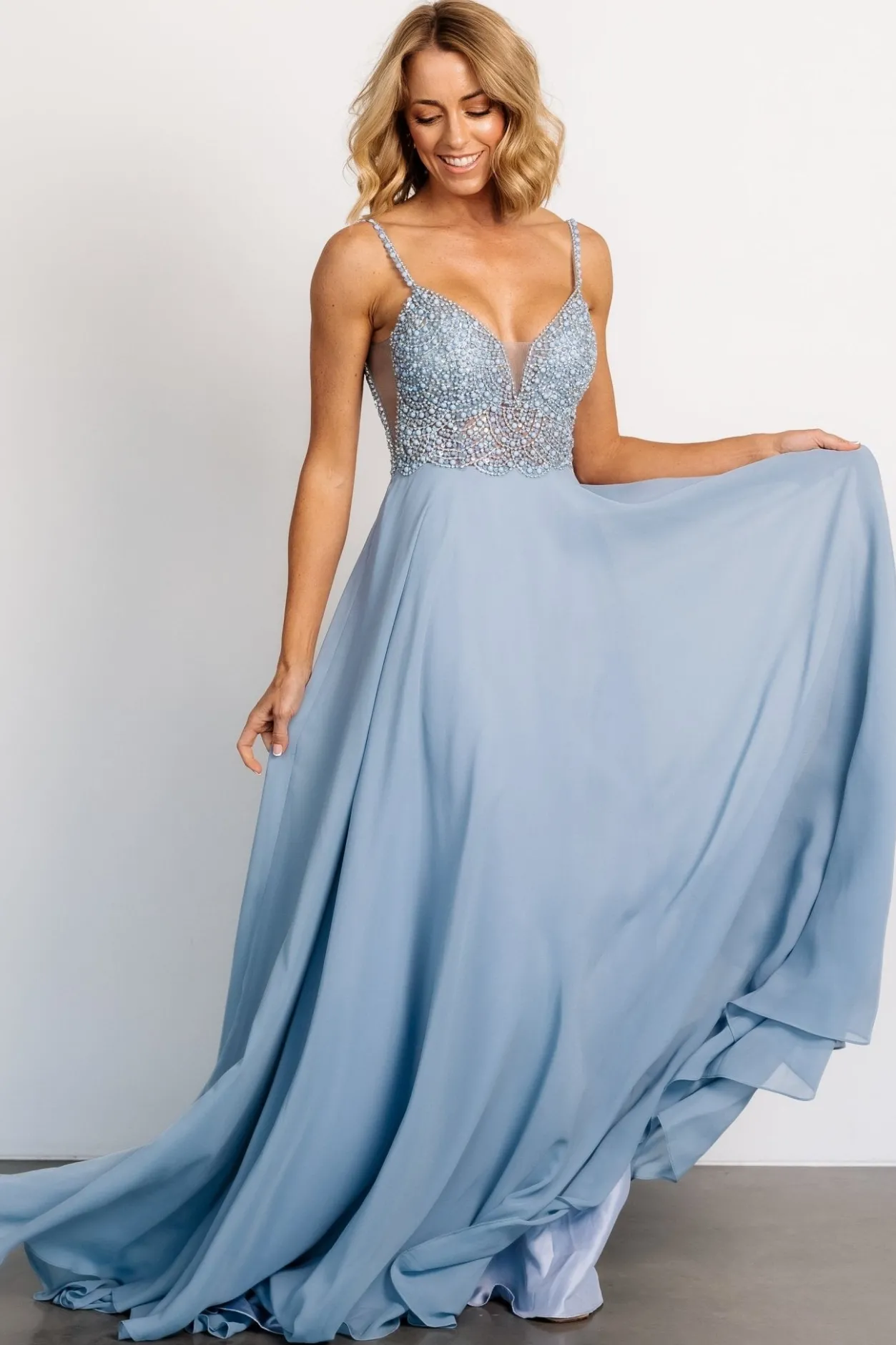 Sale Baltic Born Honor Beaded Bridal Gown | Dusty Blue DustyBlue
