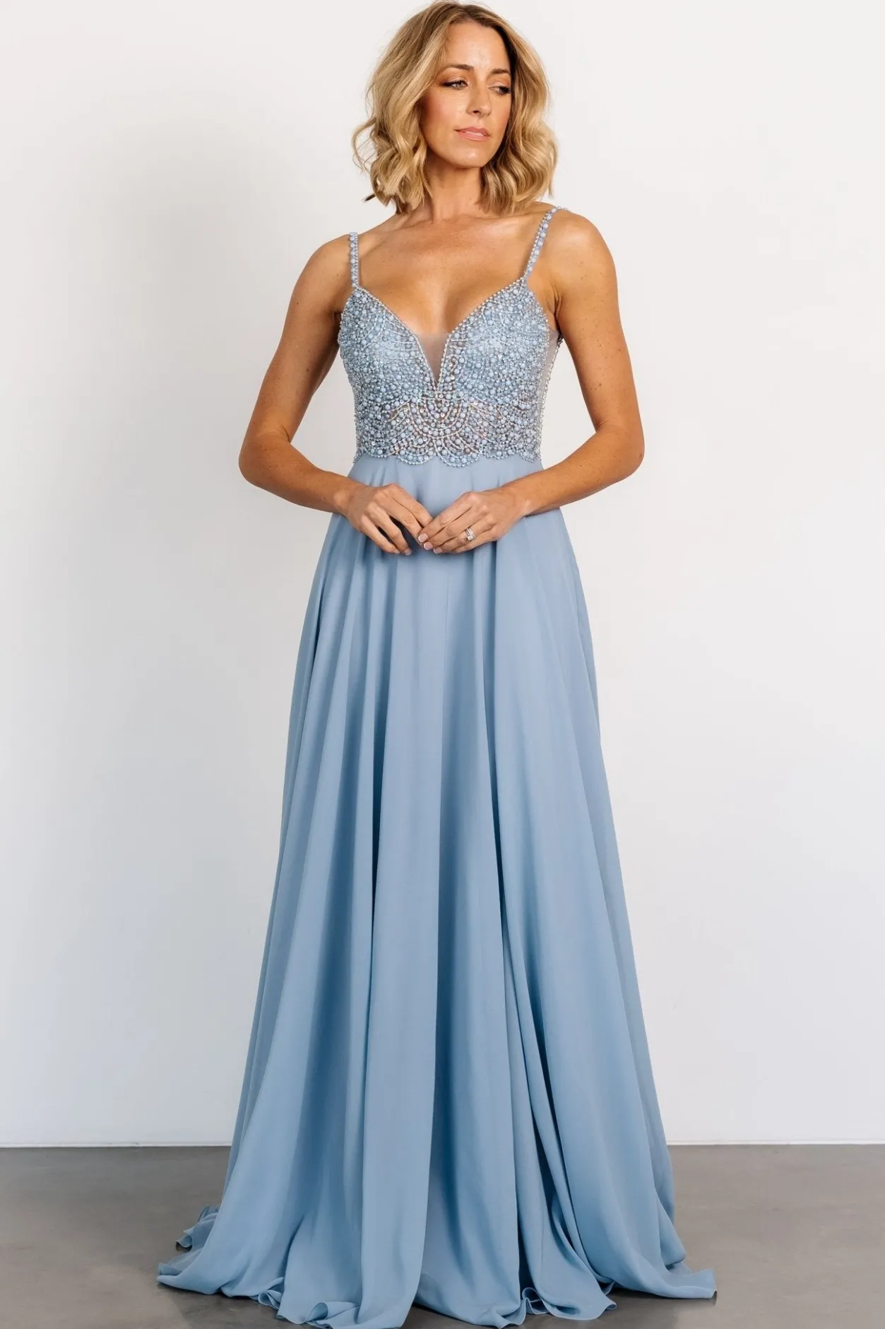 Sale Baltic Born Honor Beaded Bridal Gown | Dusty Blue DustyBlue