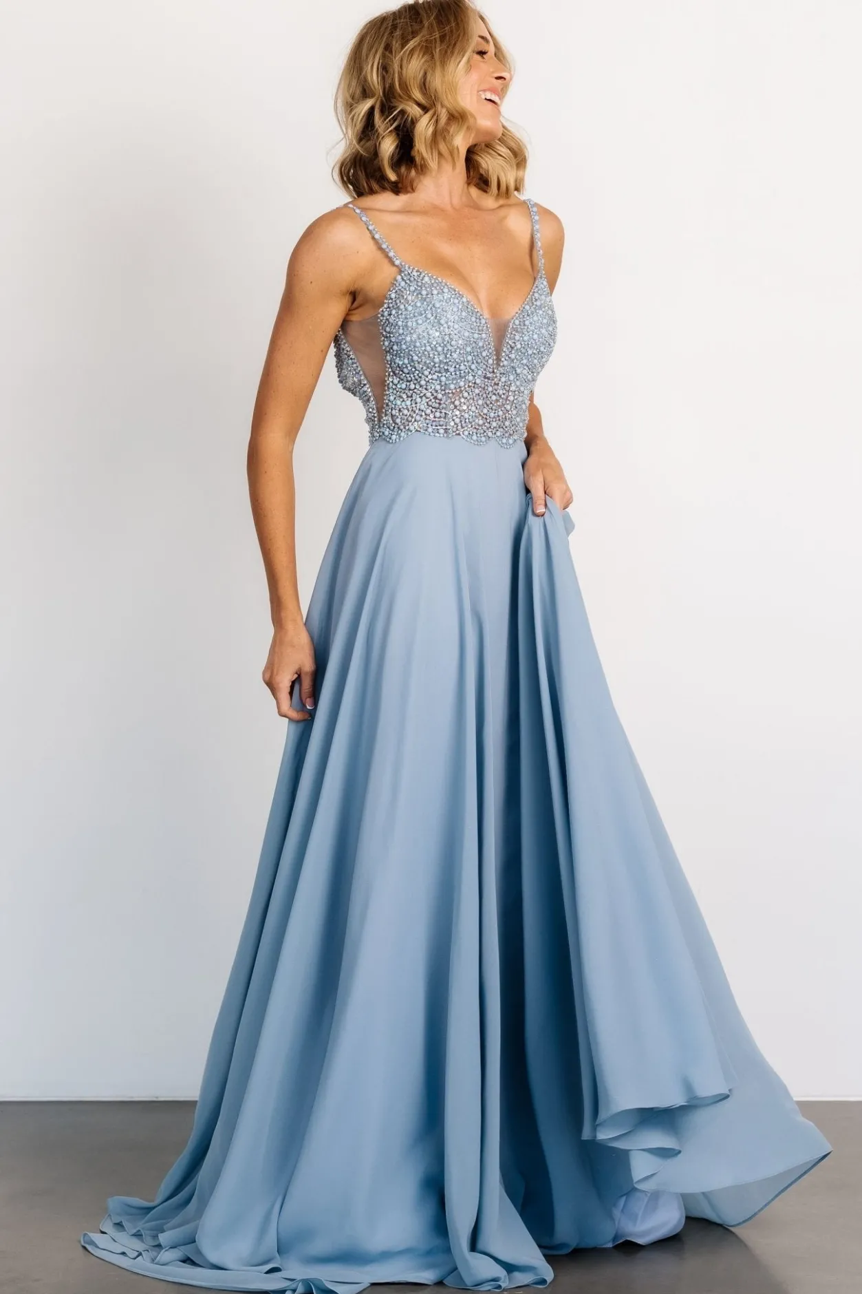 Sale Baltic Born Honor Beaded Bridal Gown | Dusty Blue DustyBlue