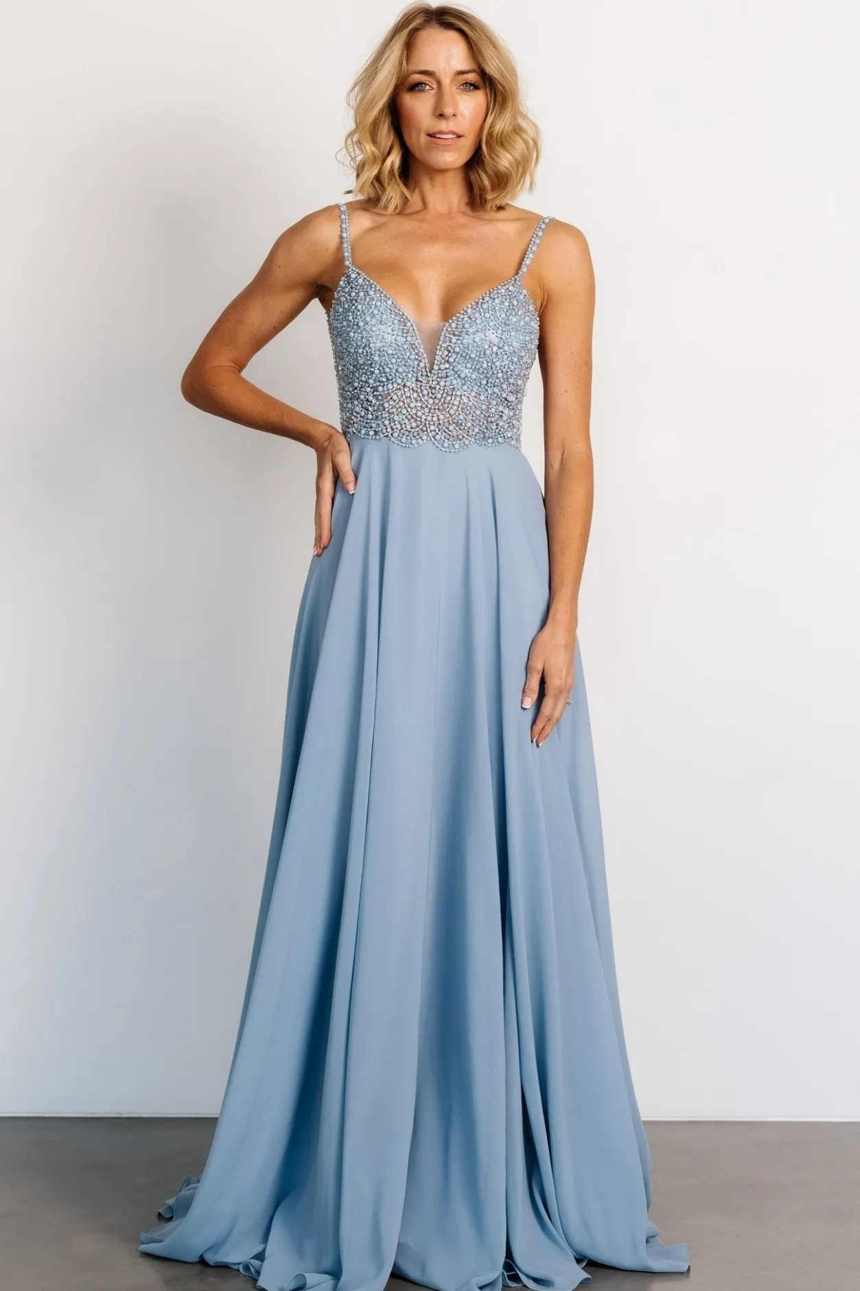 Sale Baltic Born Honor Beaded Bridal Gown | Dusty Blue DustyBlue