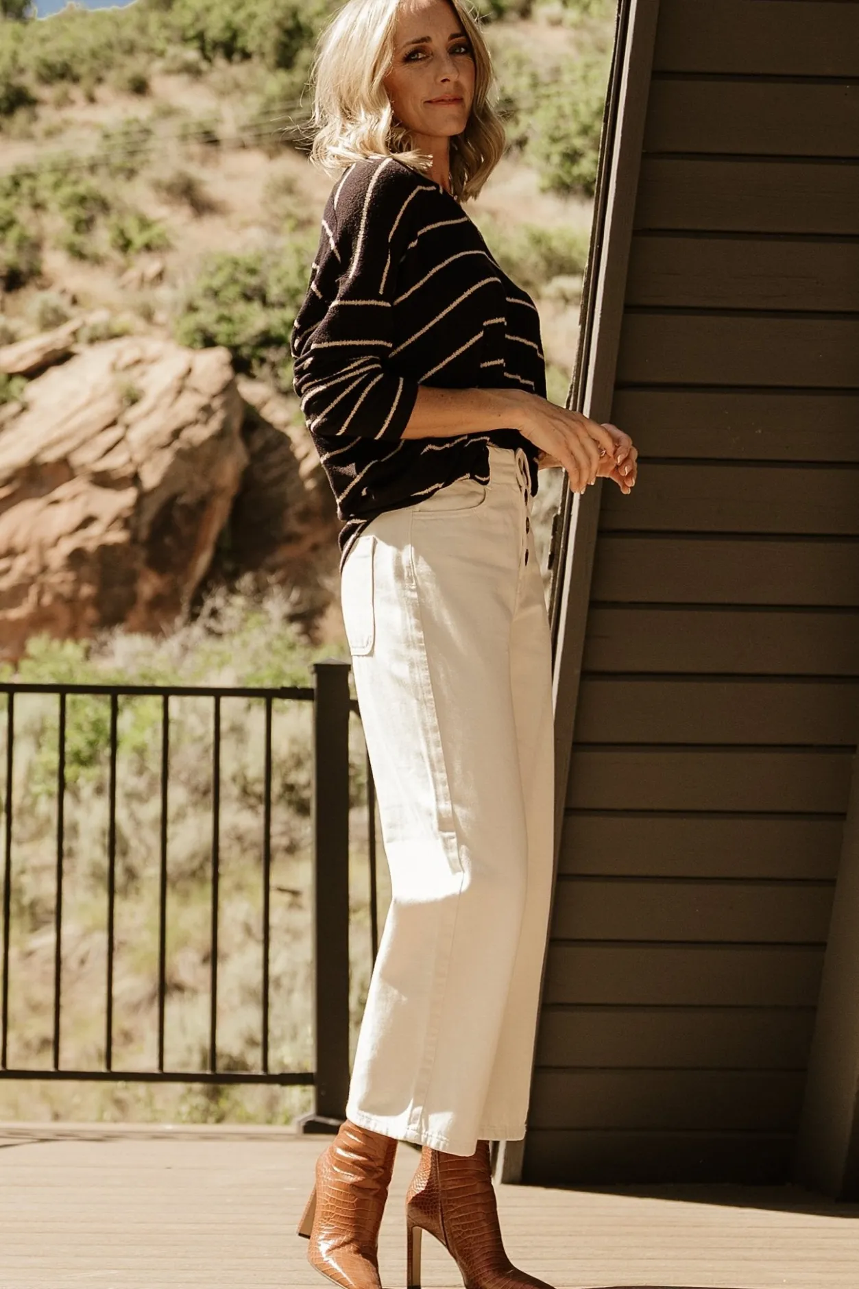 Fashion Baltic Born Houston Relaxed Sweater Top | Black Stripe BlackStripe