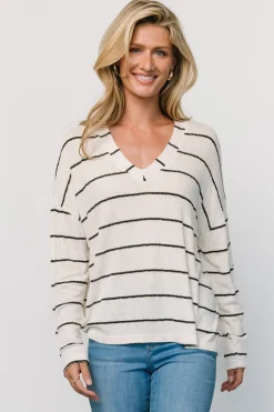 Hot Baltic Born Houston Relaxed Sweater Top | Ivory Stripe IvoryStripe