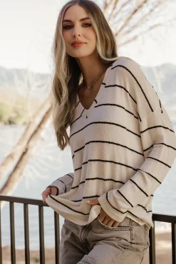 Hot Baltic Born Houston Relaxed Sweater Top | Ivory Stripe IvoryStripe