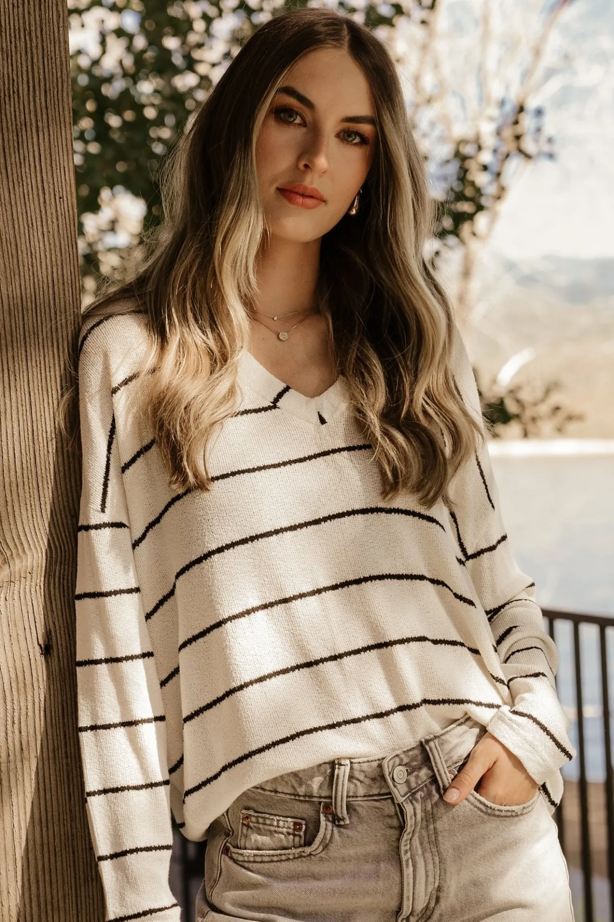 Hot Baltic Born Houston Relaxed Sweater Top | Ivory Stripe IvoryStripe