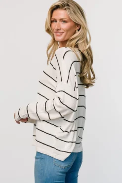 Hot Baltic Born Houston Relaxed Sweater Top | Ivory Stripe IvoryStripe