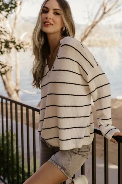 Hot Baltic Born Houston Relaxed Sweater Top | Ivory Stripe IvoryStripe