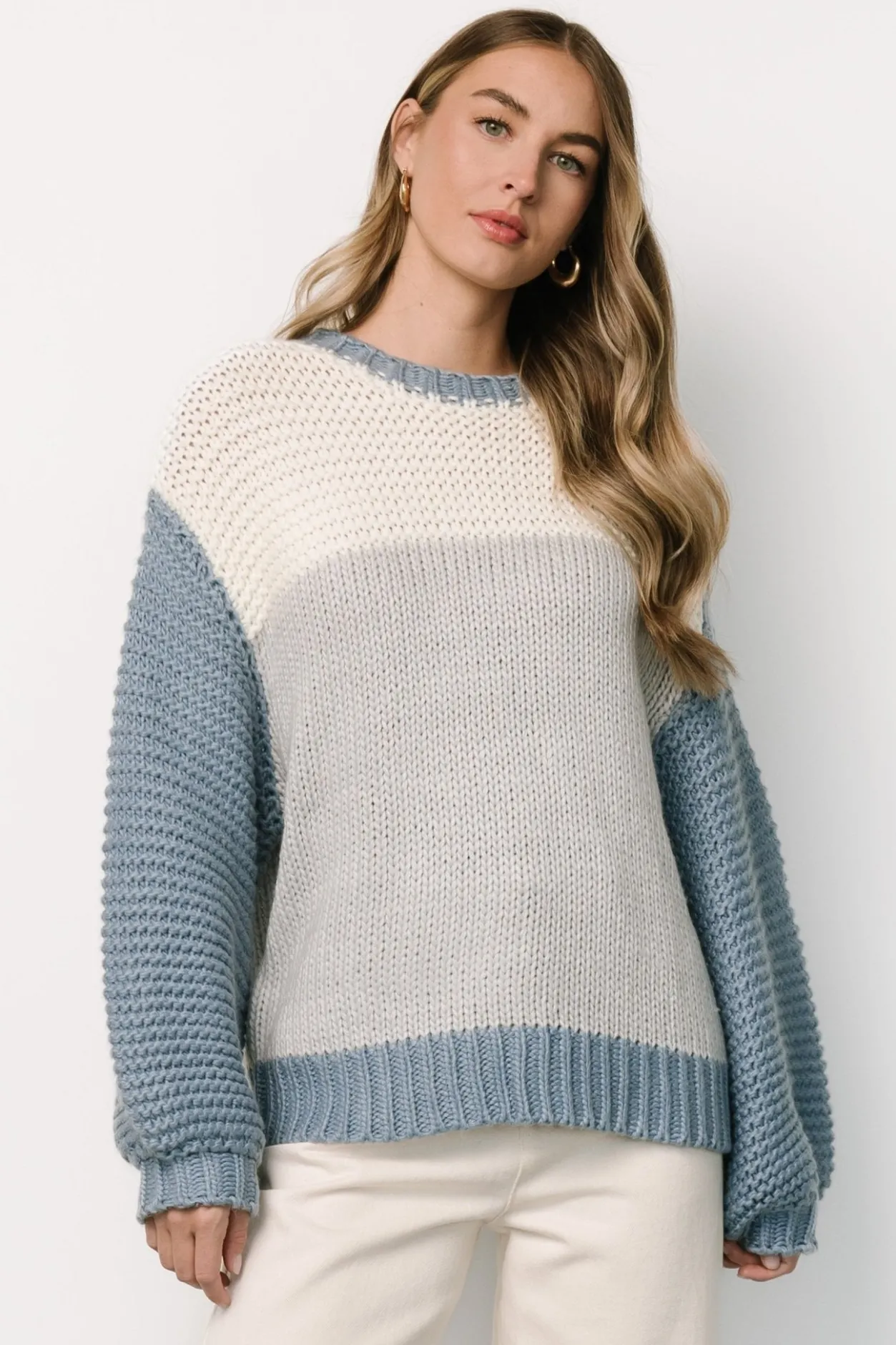 Hot Baltic Born Hygge Chunky Knit Sweater | Blue + Cream Blue+Cream