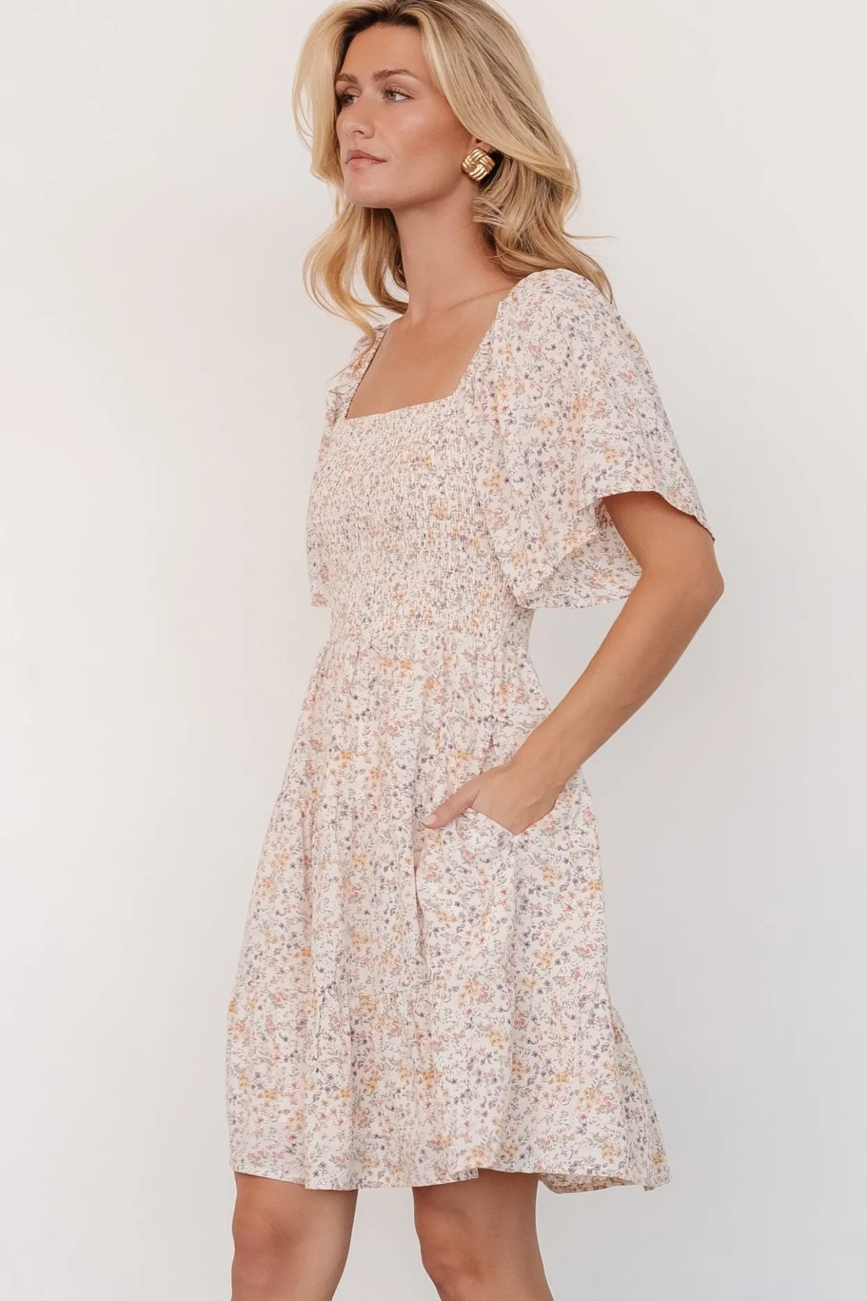 Fashion Baltic Born Idera Short Dress | Cream Floral CreamFloral