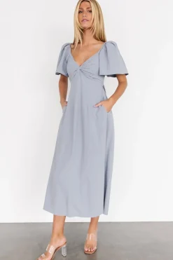 Online Baltic Born Indie Back Tie Dress | Dusty Blue DustyBlue