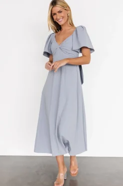 Online Baltic Born Indie Back Tie Dress | Dusty Blue DustyBlue