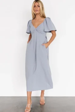 Online Baltic Born Indie Back Tie Dress | Dusty Blue DustyBlue