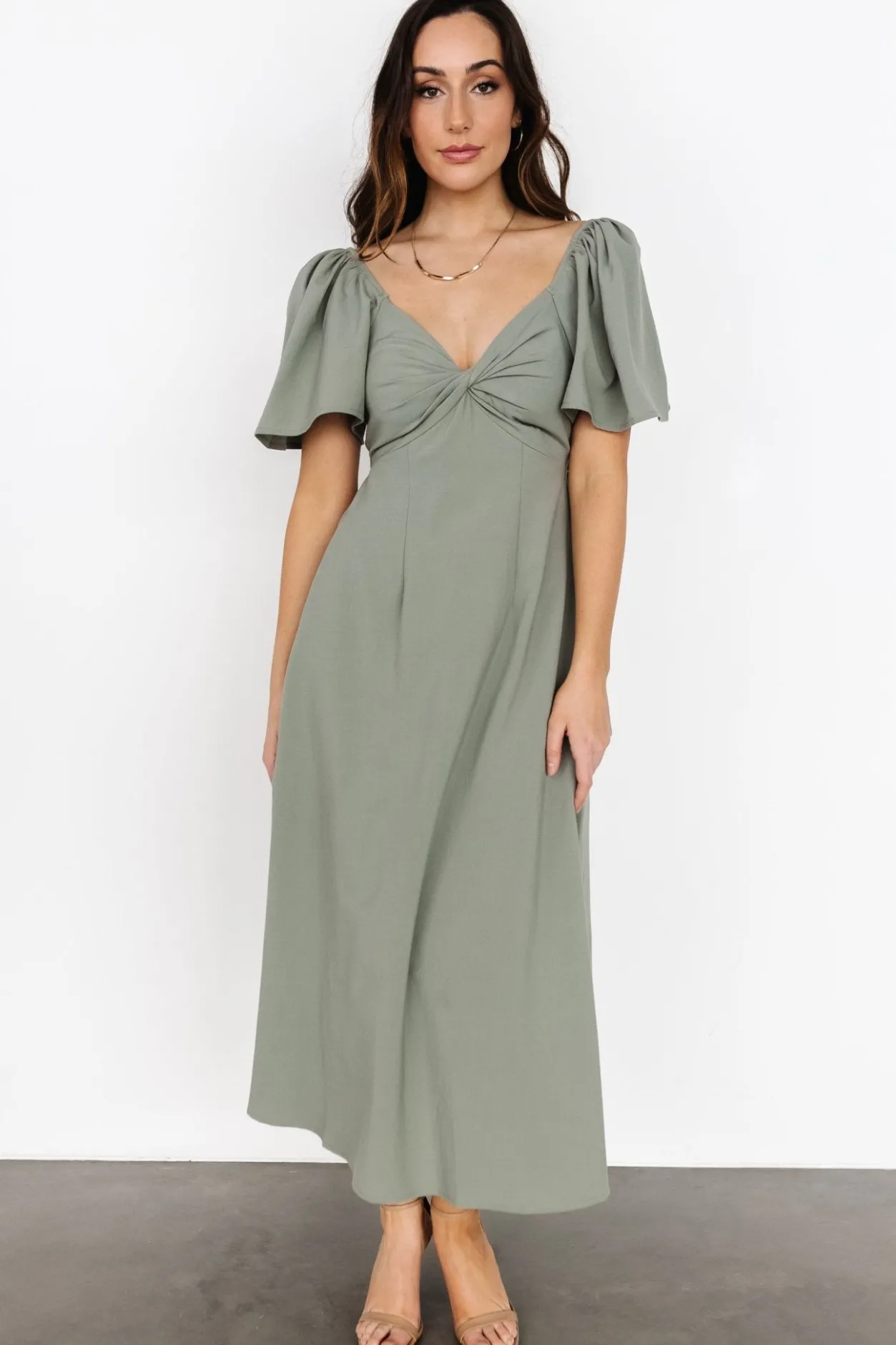 Clearance Baltic Born Indie Back Tie Dress | Dusty Green DustyGreen