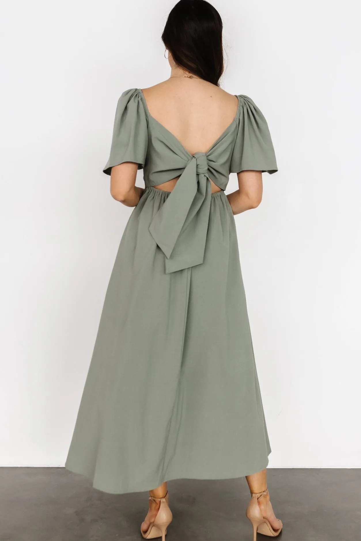 Clearance Baltic Born Indie Back Tie Dress | Dusty Green DustyGreen