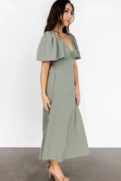 Clearance Baltic Born Indie Back Tie Dress | Dusty Green DustyGreen