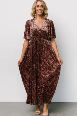 Discount Baltic Born Irina Velvet Maxi Dress | Black Multi Floral BlackMultiFloral