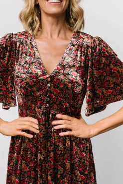 Discount Baltic Born Irina Velvet Maxi Dress | Black Multi Floral BlackMultiFloral