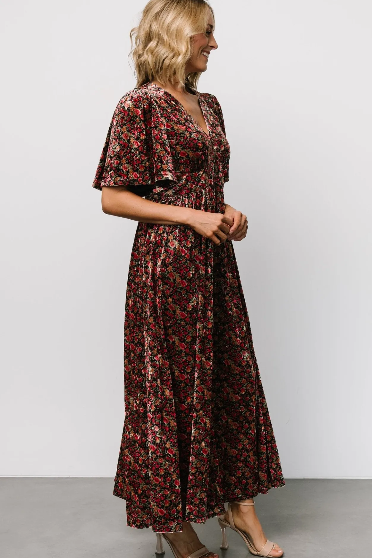Discount Baltic Born Irina Velvet Maxi Dress | Black Multi Floral BlackMultiFloral