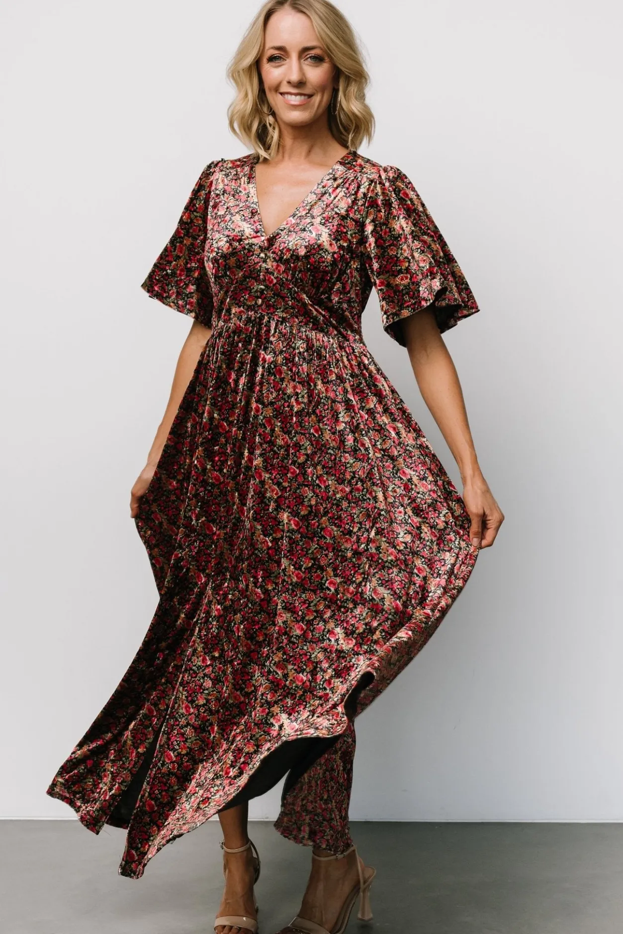 Discount Baltic Born Irina Velvet Maxi Dress | Black Multi Floral BlackMultiFloral