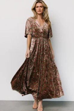 Best Baltic Born Irina Velvet Maxi Dress | Green Multi Floral GreenMultiFloral