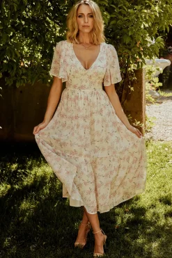Fashion Baltic Born Iris Midi Dress | Blush Floral BlushFloral