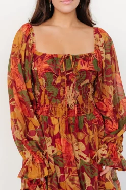Discount Baltic Born Isadora Tiered Dress | Rust Multi Floral RustMultiFloral