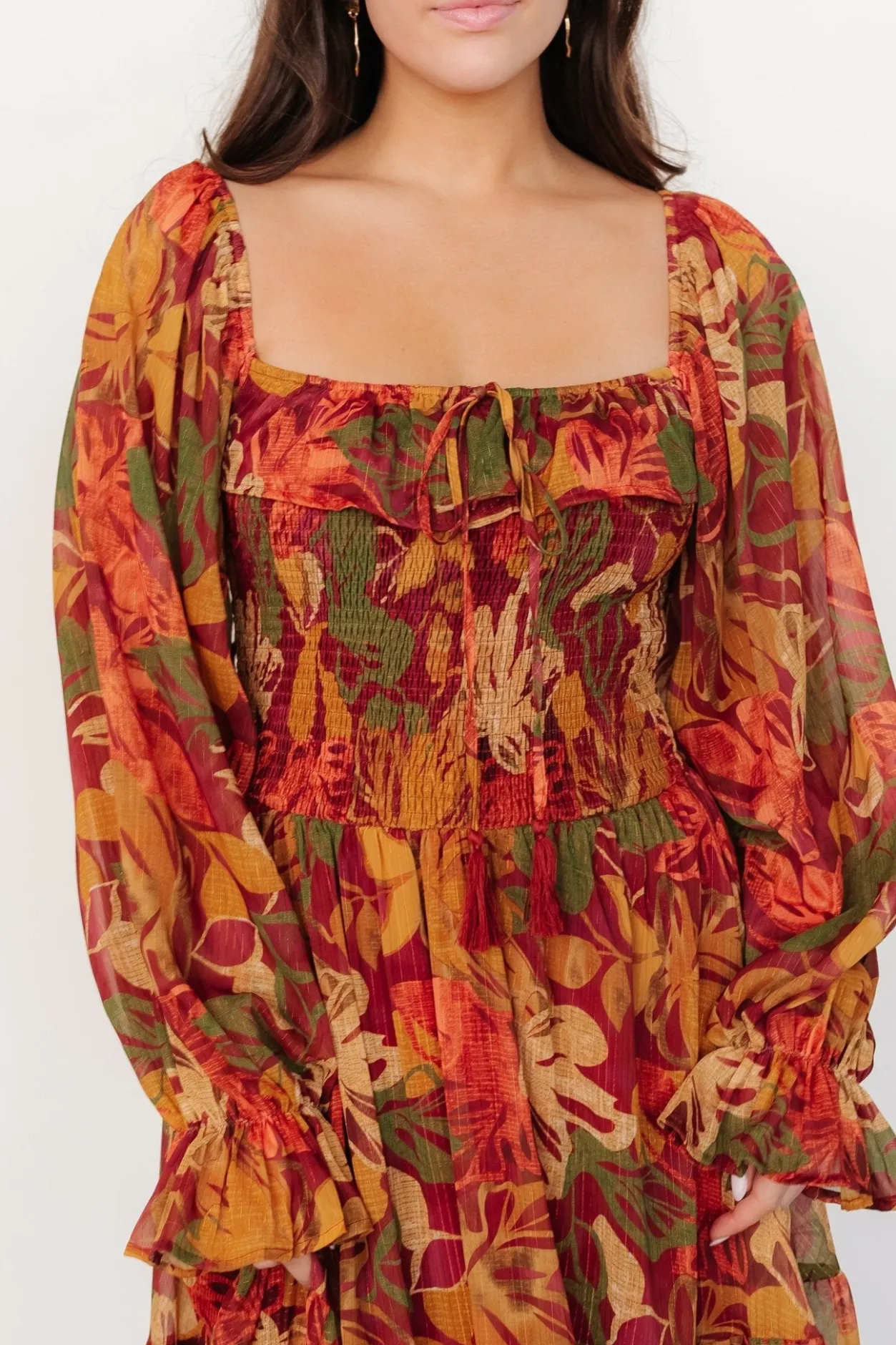 Discount Baltic Born Isadora Tiered Dress | Rust Multi Floral RustMultiFloral