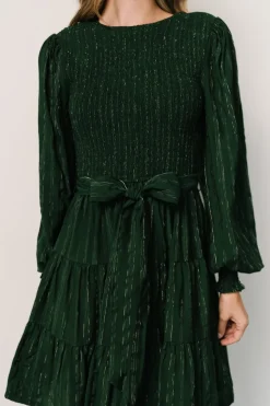 Discount Baltic Born Ivey Smocked Short Dress | Dark Green + Silver DarkGreen+Silver