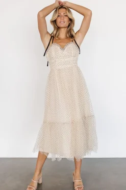 Clearance Baltic Born Izzy Tulle Midi Dress | Cream + Black Cream+Black
