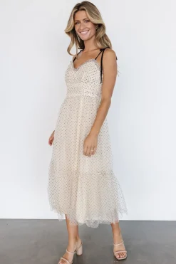 Clearance Baltic Born Izzy Tulle Midi Dress | Cream + Black Cream+Black